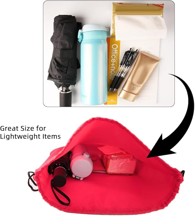 GoodtoU Drawstring Bags, Nylon Backpack Bulk Cinch Sack for Sport, Traveling, Team (60Pcs, Cherry)