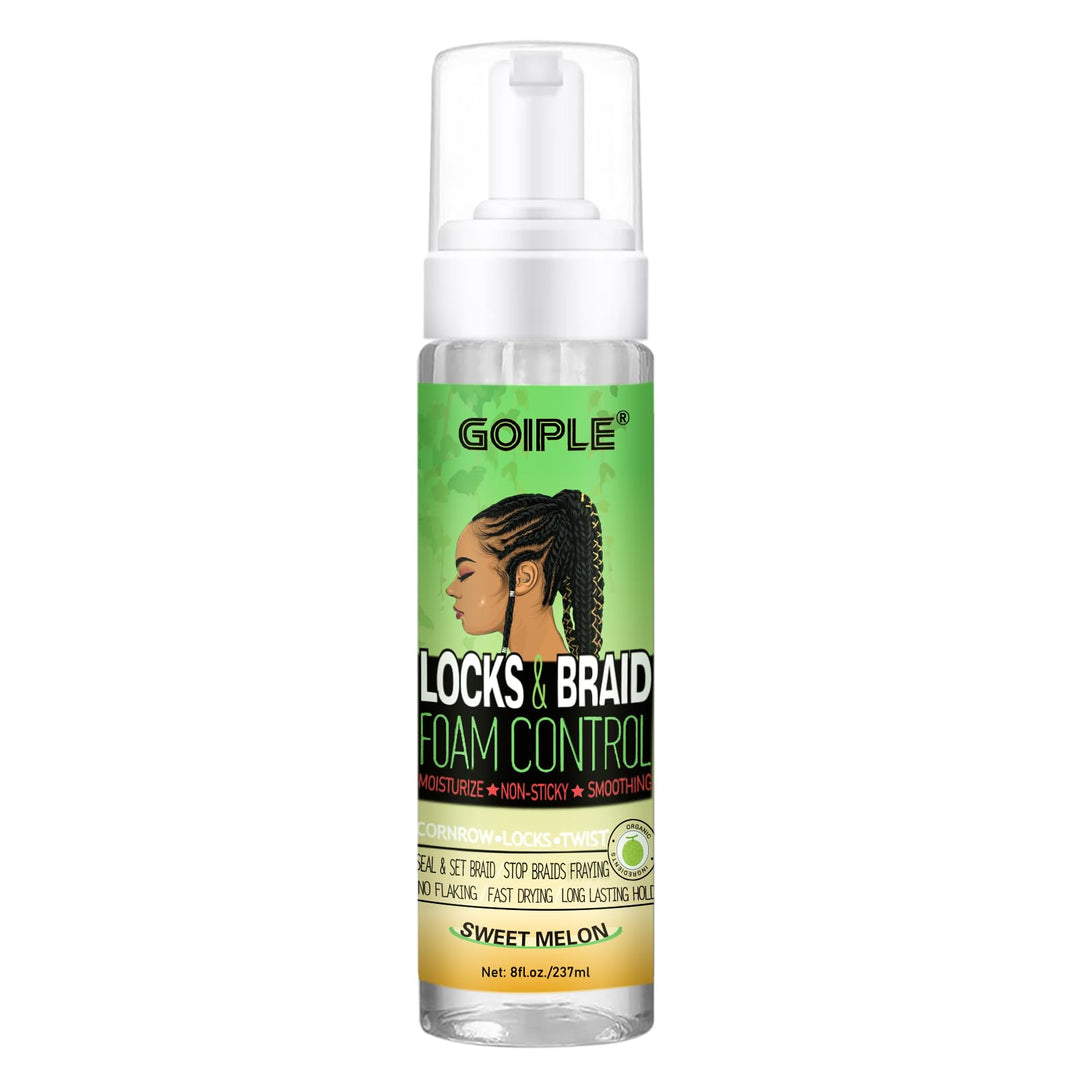 Goiple Braid Mousse, 8 fl oz for Braids Twist, Locs - Long-Lasting Hold, Frizz Control, High Shine and Moisturizes, Sugar Melon Fragrance