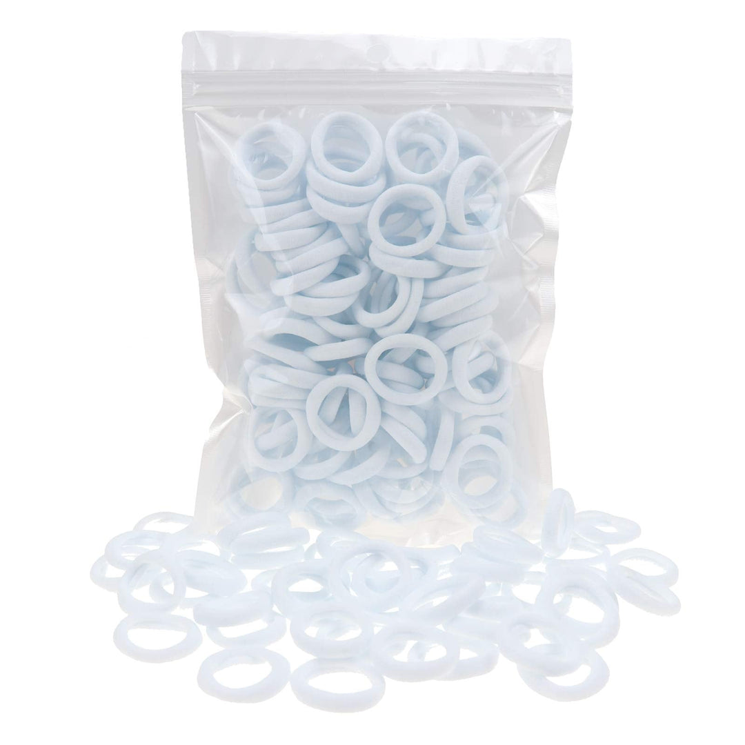 100 Pack White Color Nylon Small Hair Ties Seamless Baby Girls' Hair Elastics