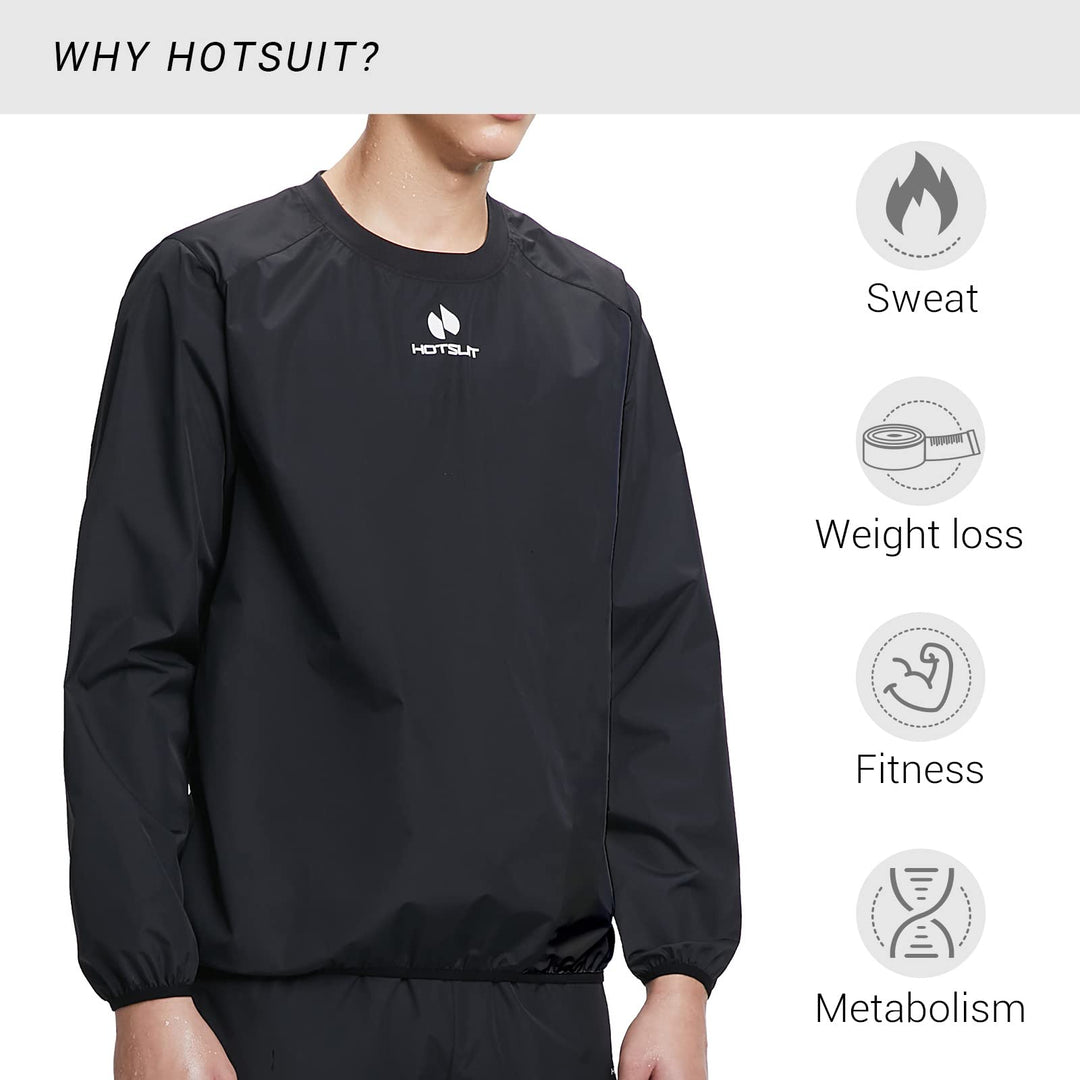 HOTSUIT Men Sauna Suit Sweat Suits Durable Gym Exercise Workout Jacket, Black, S