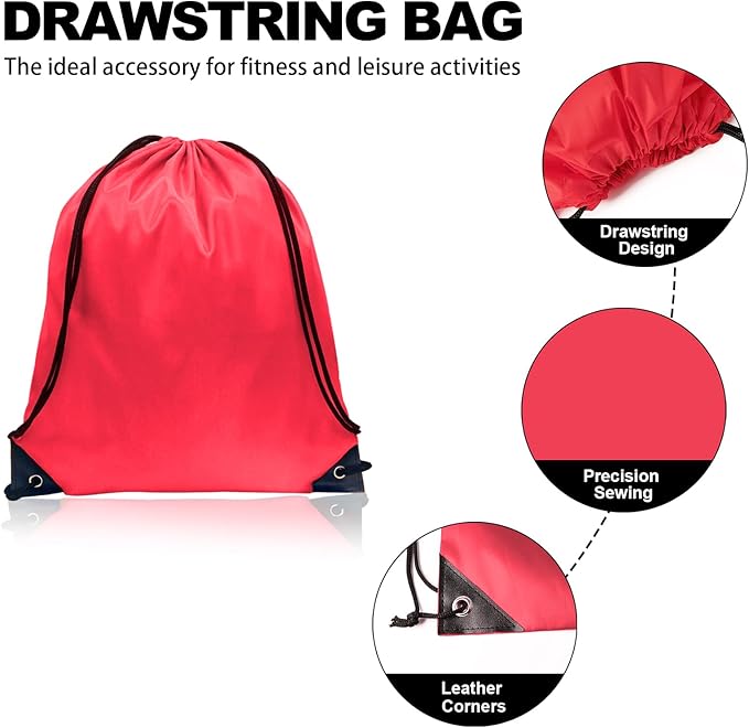 GoodtoU Drawstring Bags, Nylon Backpacks - Drawstring Gym Bags for Sport, Traveling, Team (10 Colors, 20Pcs)