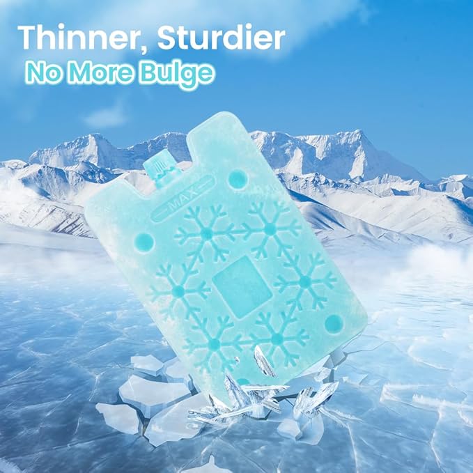 Bodaon Ice Packs for Lunch Boxes, Lunch Cooler Bag, Reusable Small Lunch Box Ice Pack for Cooler, Lunchbox Accessories, Lunch Bag Freezer Long Cold Blue Ice Packs Blocks for Coolers, Kids, Adults