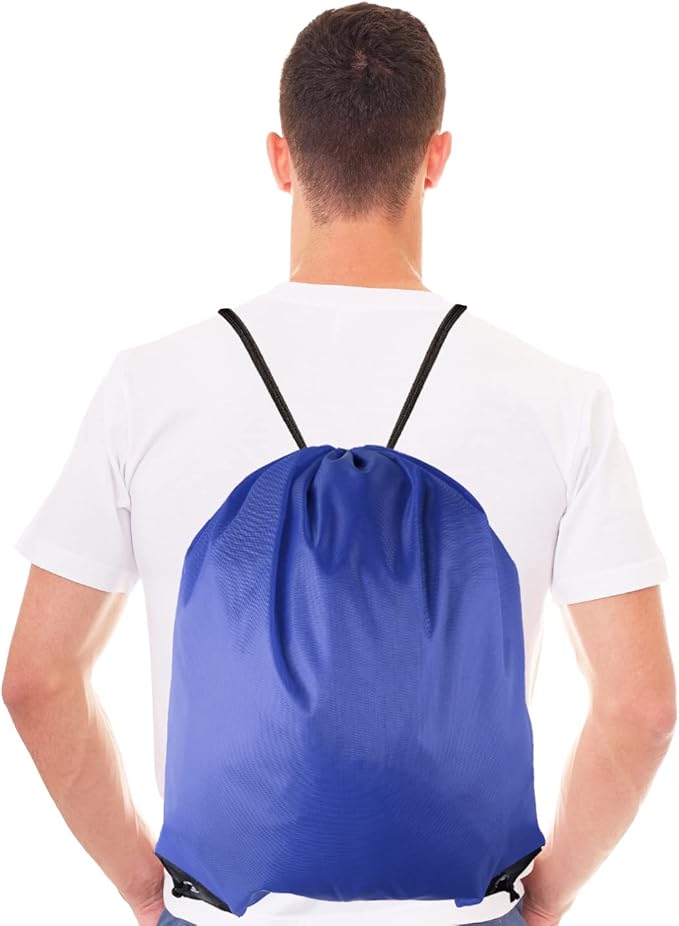 GoodtoU Drawstring Backpack Bulk Drawstring Bags 48 Pcs Blue Draw String Back Sack for Gym Travel