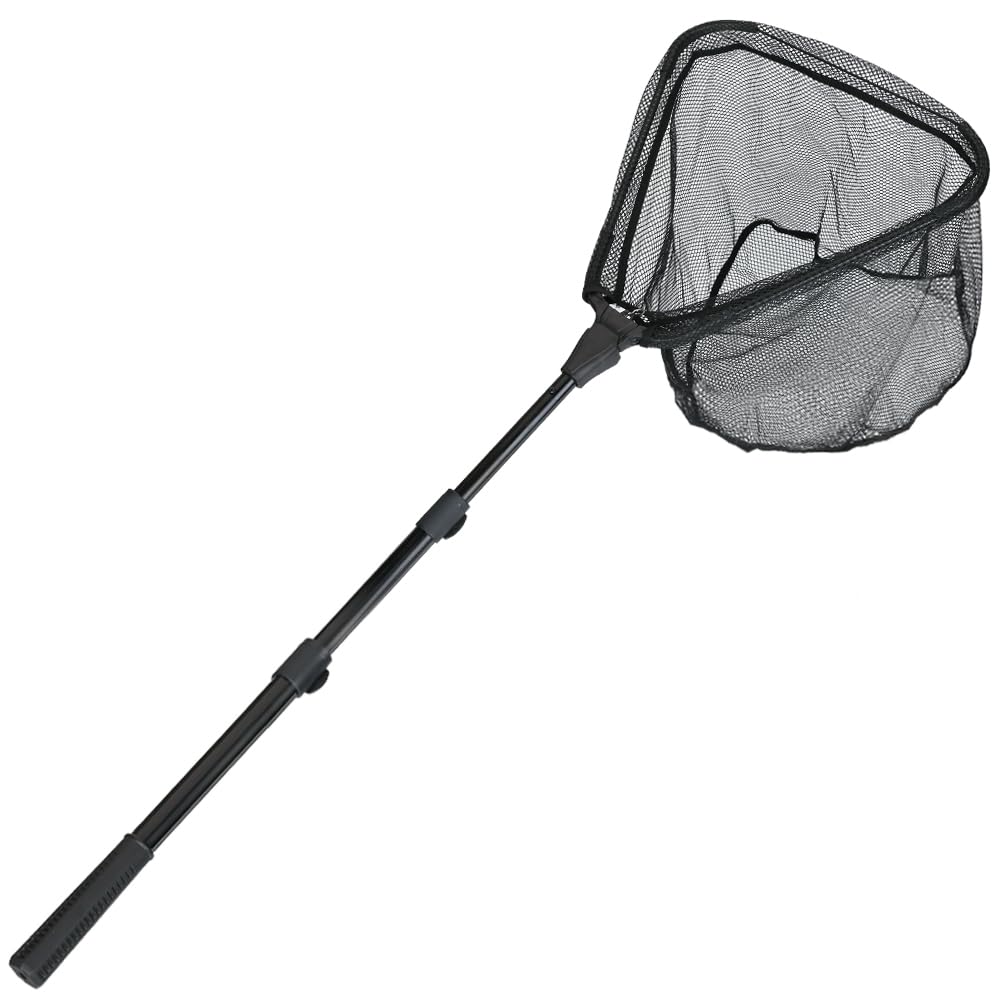 Fishing Landing Net with Telescoping Pole Handle Extends to 63 inches, Carbon Fiber Handle Extended from 23.6 inches to 47 inches