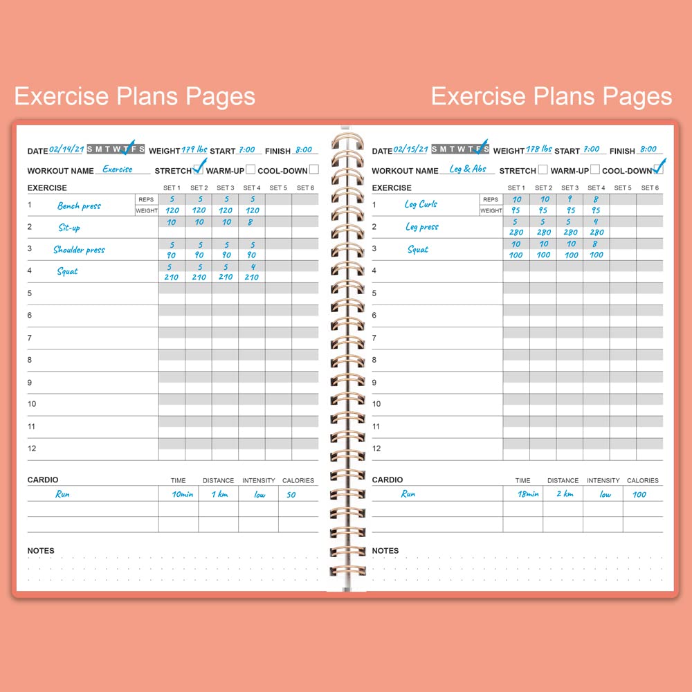 Fitness Planner for Women & Men - A5 Workout Log Book/Exercise Workout Log to Track Weight Loss, GYM, Bodybuilding Progress - Daily Health & Wellness Workout Journals, 5.8X8.25 In Workout Book