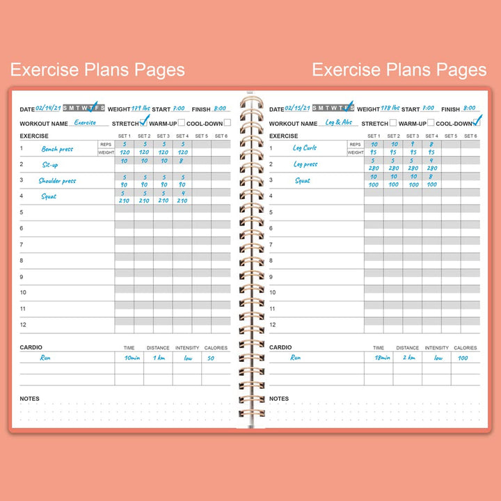 Fitness Planner for Women & Men - A5 Workout Log Book/Exercise Workout Log to Track Weight Loss, GYM, Bodybuilding Progress - Daily Health & Wellness Workout Journals, 5.8X8.25 In Workout Book