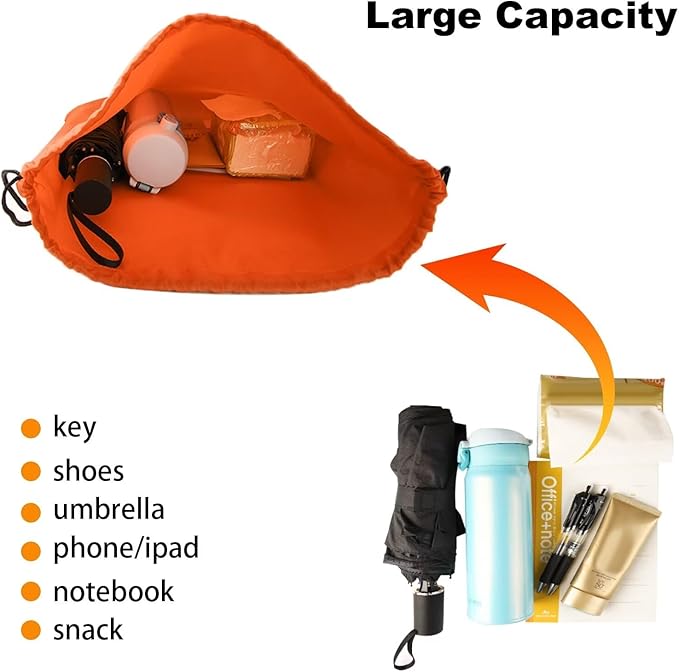 Drawstring Backpack with Reflective Strip, Bulk String Bag Cinch Sack for Gym, Sport, Travel (16Pcs, Orange)