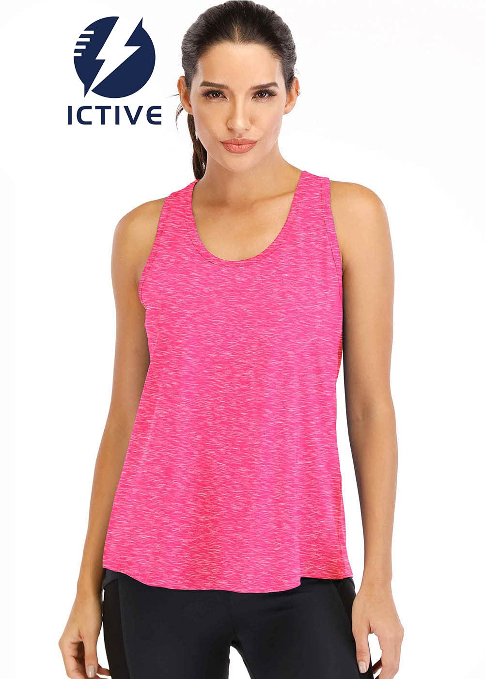 ICTIVE Workout Tops for Women Loose fit Racerback Tank Tops for Women Mesh Backless Muscle Tank Running Tank Tops Workout Tank Tops for Women Yoga Tops Athletic Exercise Gym Tops Rose S