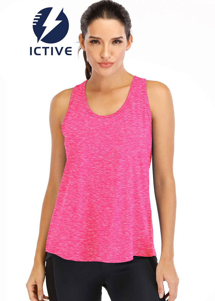 ICTIVE Workout Tops for Women Loose fit Racerback Tank Tops for Women Mesh Backless Muscle Tank Running Tank Tops Workout Tank Tops for Women Yoga Tops Athletic Exercise Gym Tops Rose S
