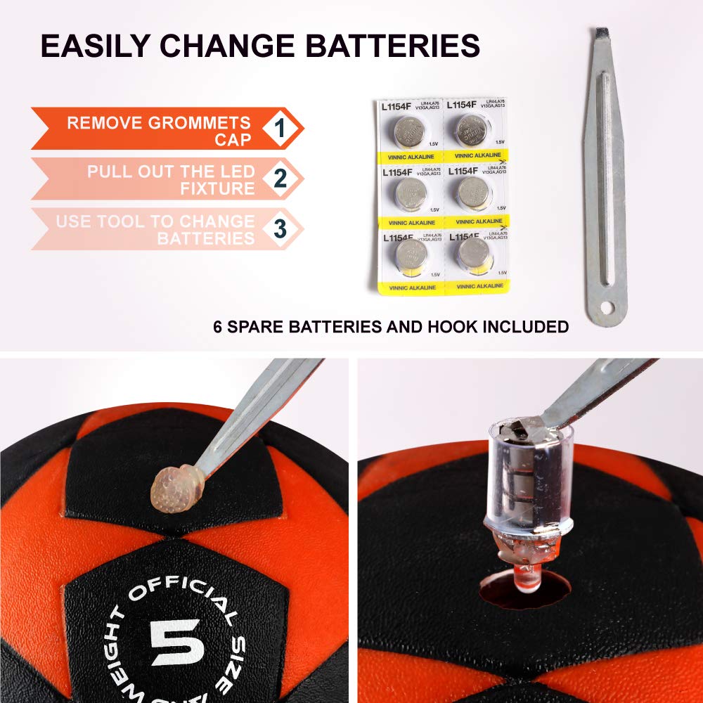 GlowCity Glow in The Dark Soccer Ball | Light Up Indoor/Outdoor Soccer Ball with 2 LED Lights | Pre-Installed Batteries | Fun Gift for Teens