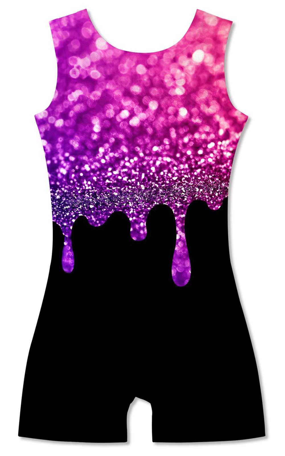 TUONROAD Gymnastics Leotard with Shorts for Girls Biketards with Black Red Sparkling 5-6 5/6 Years Old