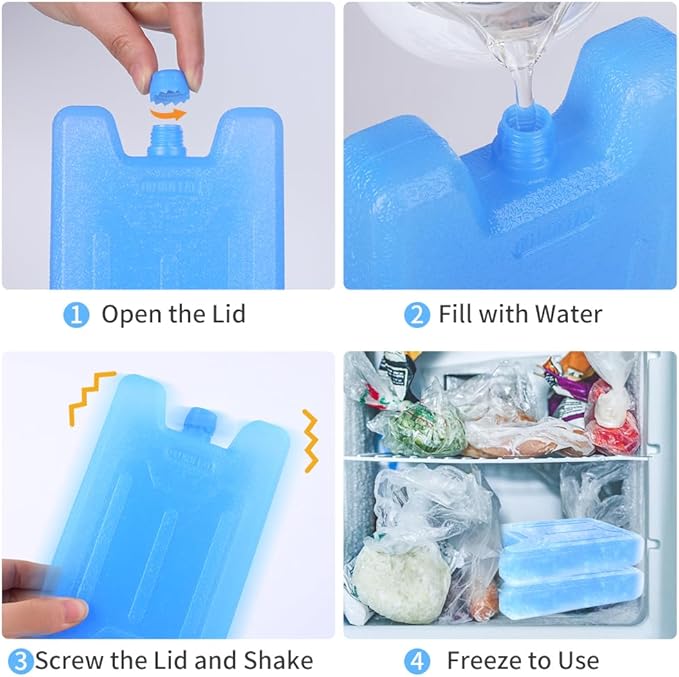 Bodaon Ice Packs for Lunch Boxes, Lunch Cooler Bag, Reusable Small Lunch Box Ice Pack for Cooler, Lunchbox Accessories, Lunch Bag Freezer Long Cold Blue Ice Packs Blocks for Coolers, Kids, Adults