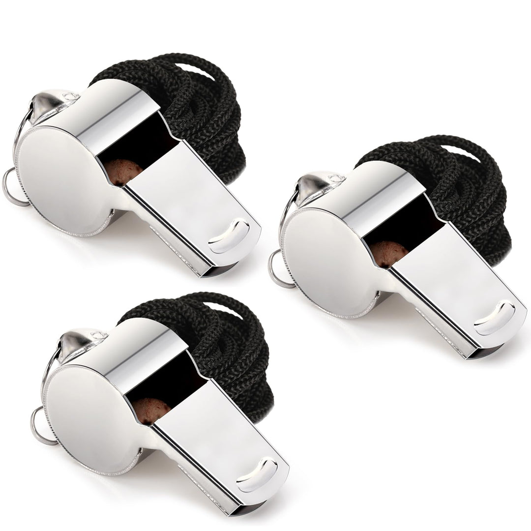Fya Whistle, Stainless Steel Whistle with Lanyard, 3PCS Very Loud Sports Whistle, Perfect for Referees, Coaches, Polices, Outdoor Sports, Emergency
