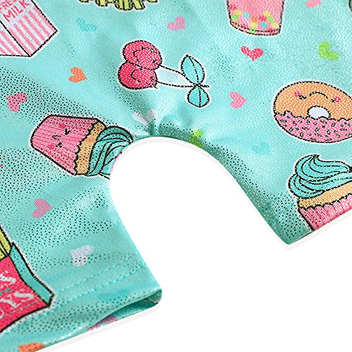 Leotards for Girls Gymnastics Dance Outfit 3t 4t Toddler Kid Athletic Dance Wear Shiny Green Donuts Biketard (Green, 3-4T)