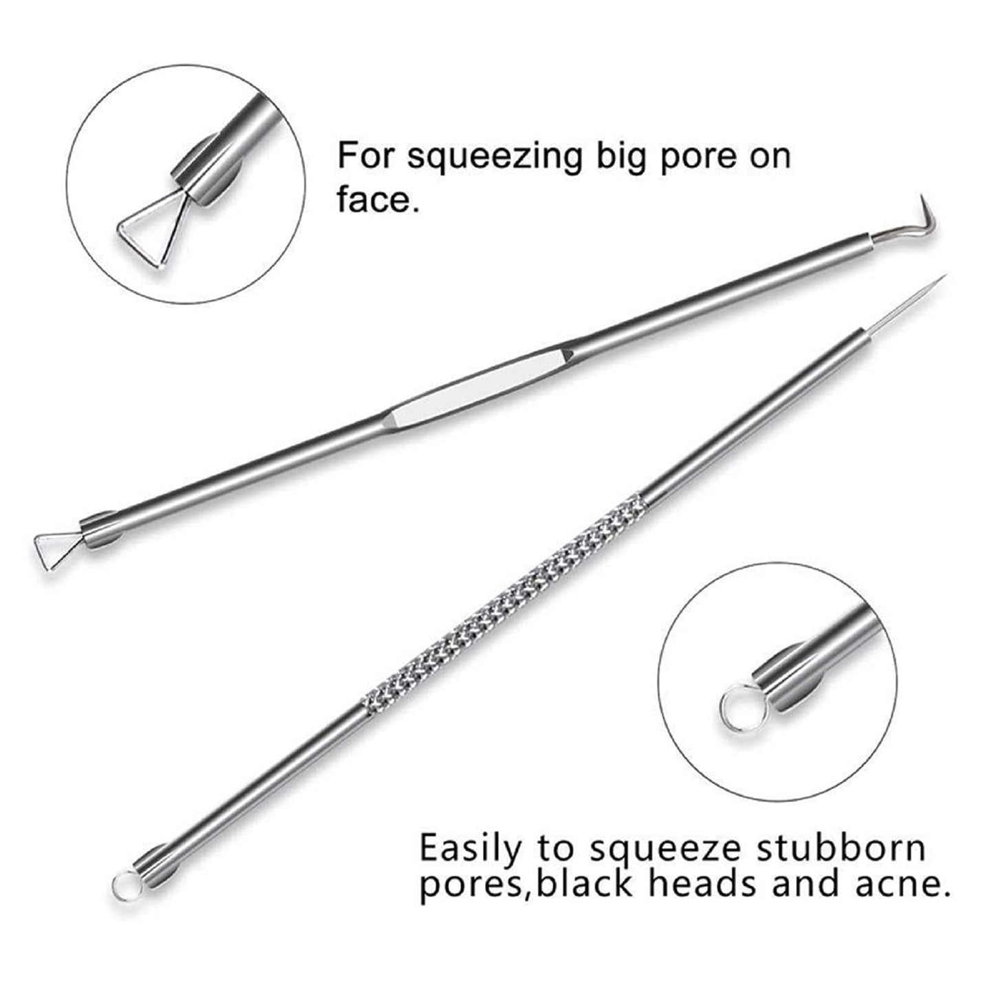 4PCS Blackhead removal tool kit. Four-piece with storage box for nose facial care silver