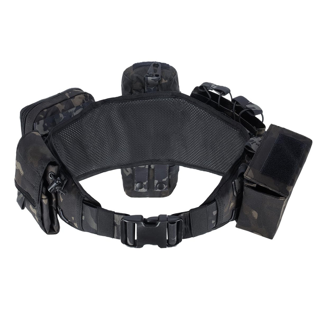BOMTURN Tactical Battle Belt Military Molle War Duty Belt Law Enforcement for Police Army 7 in 1 Set