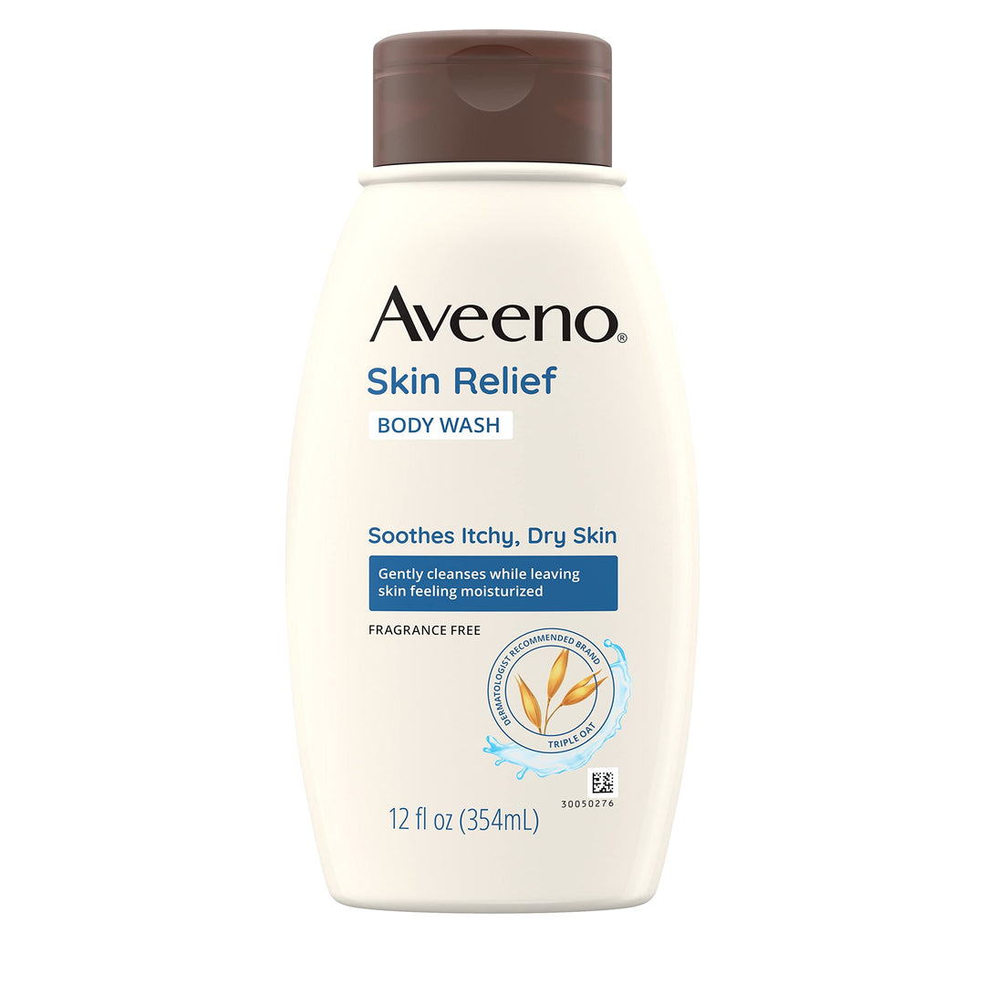 Aveeno Skin Relief Fragrance-Free Body Wash With Triple Oat Formula, Gentle Daily Cleanser For Sensitive Skin Leaves Itchy, Dry