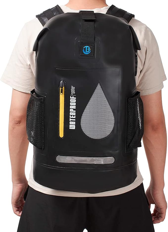 Blueshyhall 30L Waterproof Dry Backpack, Outdoor Travel Roll Top Closure Water Repellent Duffle Storage Sack for Kayaking Rafting Boating Fishing Camping and Beach - Black