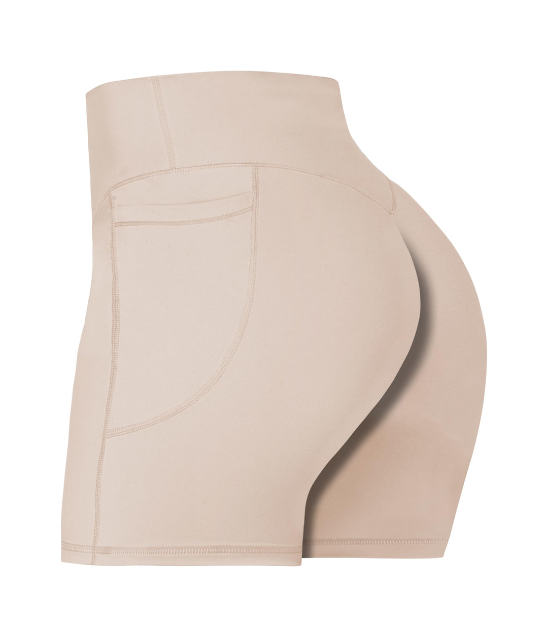 Sunzel 8" / 5" / 3" Biker Shorts for Women with Pockets, High Waisted Yoga Workout Shorts Beige X-Small