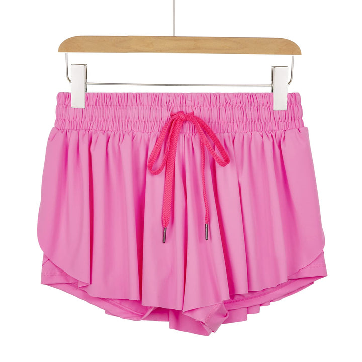 Blaosn Flowy Athletic Shorts for Women Gym Yoga Workout Running Wear Sweat Spandex Tennis Skorts Skirts with Pockets Cute Comfy Teen Girls Trendy Clothes Summer(XXS,hot pink)