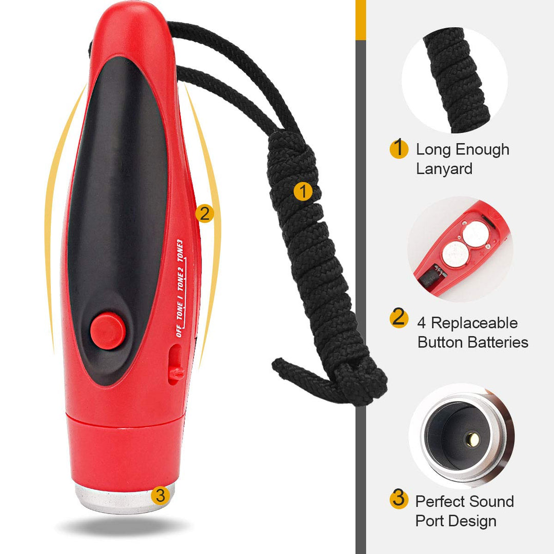 Electronic Whistle, Battery Operated Whistle Adjustable 3 Different Loud Whistle Sounds with Lanyard Handheld Electronic Whistles for Referees Volleyball Coaches Teacher, Soccer Sports Whistle-Red