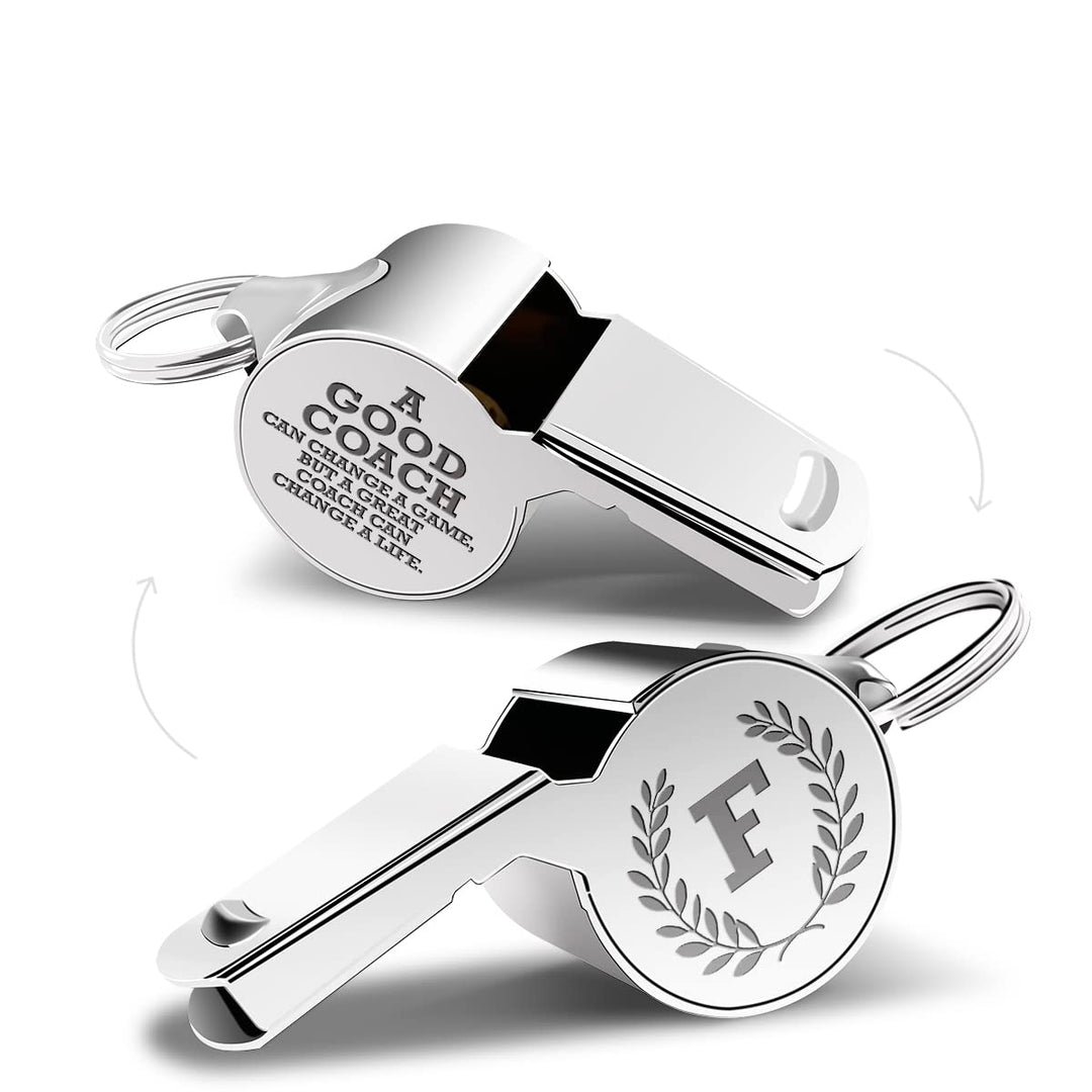 Letters Coach Gifts, Whistle for Coaches, Whistle Emergency, Thank You Coach Gifts, Coaches Whistle with Lanyard Cheer Coach Gift for Men Women Teachers Referees School Sports Coach Outdoor, Letter F