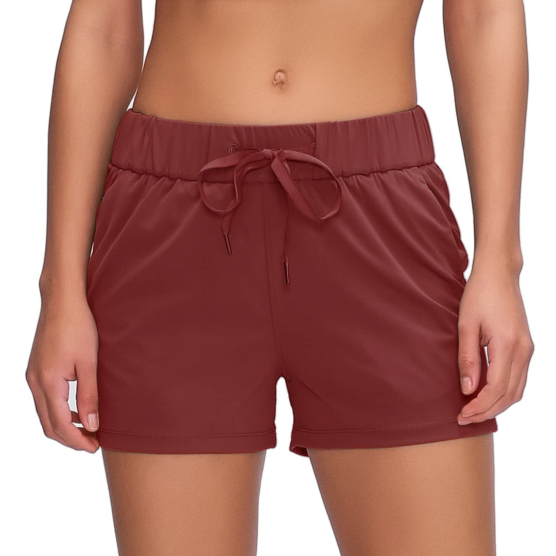Willit Women's Shorts Hiking athletic Shorts Yoga Lounge Active Workout Running Shorts Comfy Casual with Pockets Claret XS