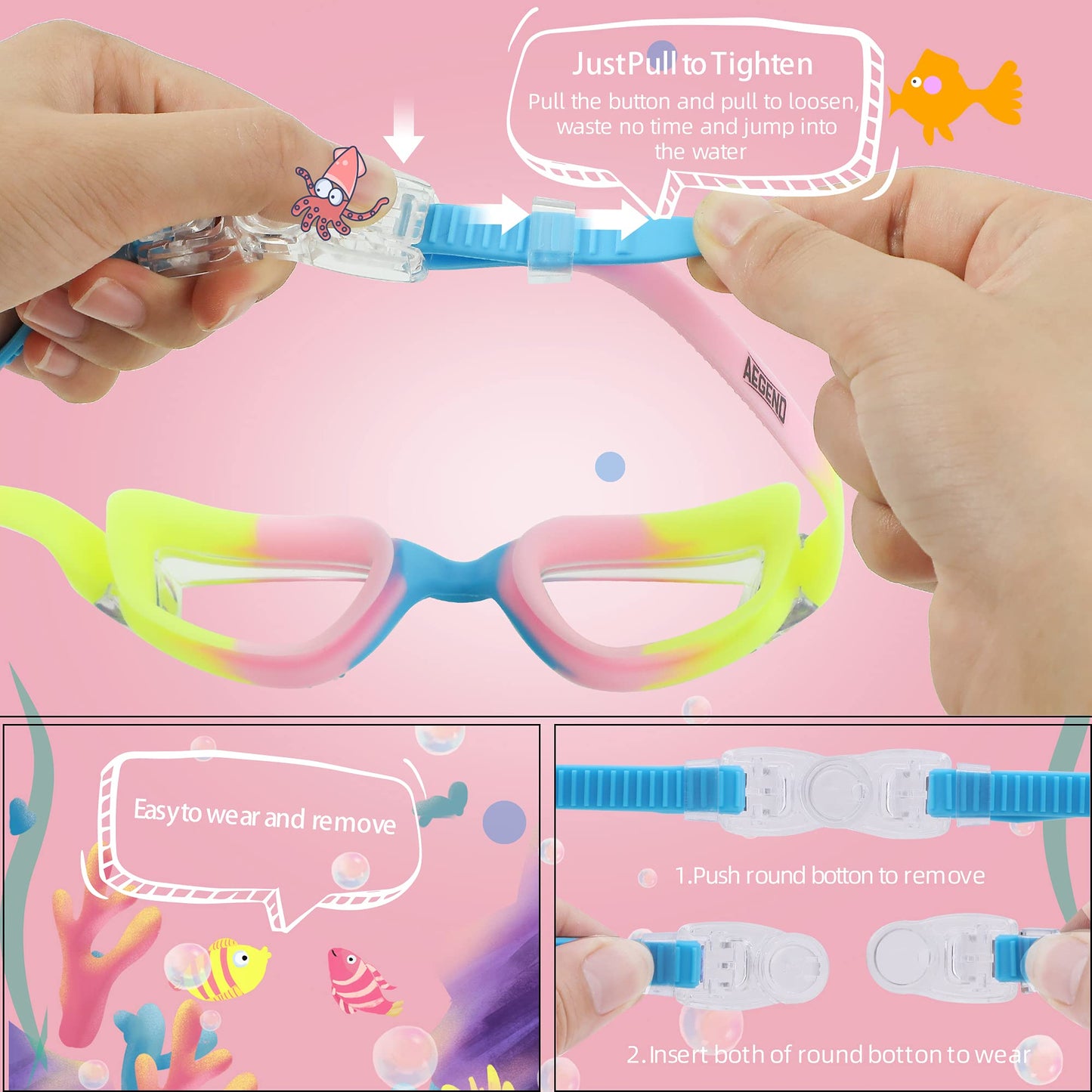 Aegend Kids Swim Goggles, Pack of 2 Swimming Goggles for Children Boys & Girls Age 3-14