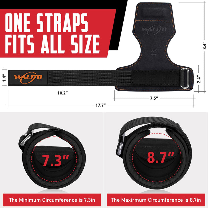 Walito Wrist Straps for Weightlifting - Double Layer Leather Lifting Straps for Gym Deadlift and Powerlifting, with Adjustable Neoprene Padded Wrist Wraps for Men/Women Weight Lifting(Pair)
