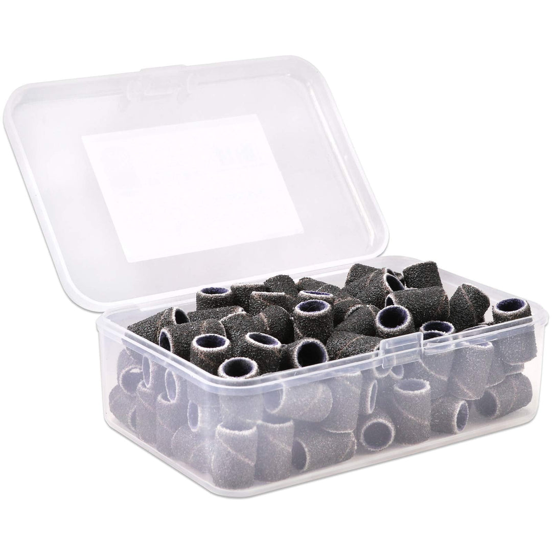 Pana 100 Pieces Nail Sanding Bands Professional Nail Manicure Great Fit For Nail Drill Bits For Acrylic Nails (80 Grit, Black)