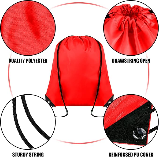 60 Pieces Drawstring Backpack Bulk Cinch Sackpack Ployster Drawstring Bags for Gym Party Trip(Red)