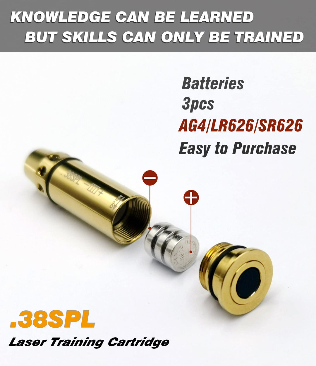 BOOLIT EYE Laser Training Cartridge for Dry Fire Training 3rd Gen .38SPL/.357MAG Laser Bullet Comes with Spare Switch Cap
