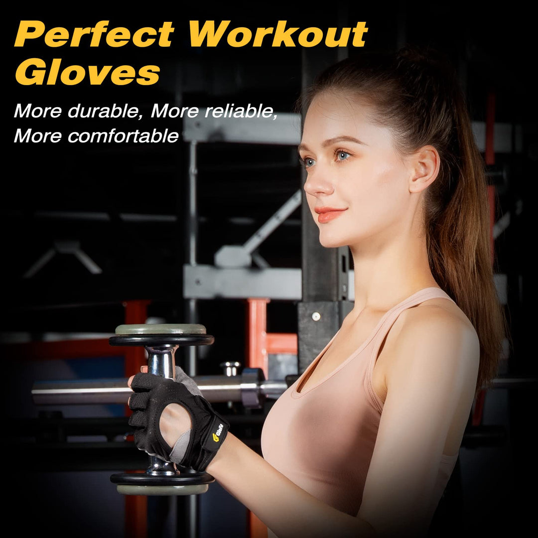 Glofit Workout Gloves for Women Men, Lightweight Weight Lifting Glove Breathable Fingerless Gym Gloves, Exercise, Fitness, Training, Cycling