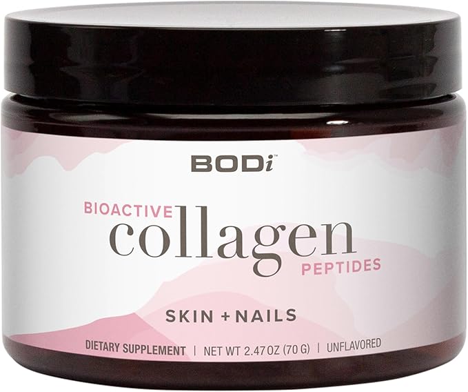 BODi Bioactive Collagen Peptides Powder, Collagen Type I & III for Skin, Hair and Nail Health, Gluten-Free Supplement for Women - Hydrolyzed Collagen, Unflavored, 2.47 oz, 28 Servings