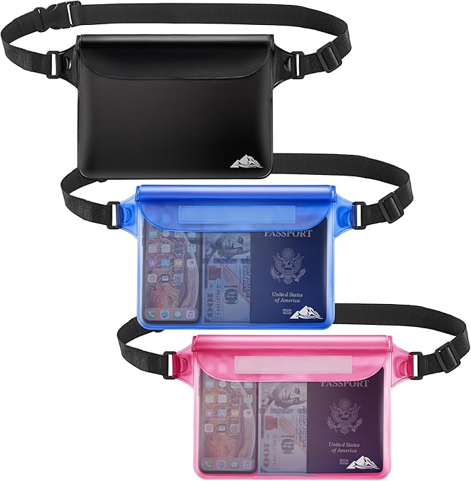 HEETA Waterproof Fanny Pack, Waterproof Pouch Dry Bag 2/3/4 Pack for Phone, Adjustable Waist Strap and Screen Touch Sensitive for Swimming Kayaking Boating Beach Fishing Diving Surfing Accessories