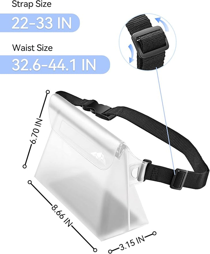 HEETA 2/3/4 Pack Waterproof Pouch with Waist Strap, Screen Touchable Dry Bag with Adjustable Belt for Phone Valuables for Kayaking, Swimming, Snorkeling, Boating, Fishing, Surfing & Beach