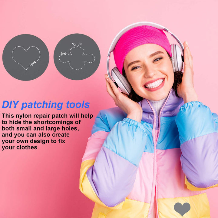 80 Pieces Down Jacket Patches Nylon Repair Tape Self-Adhesive Repair Patch with 8 Sizes for Jacket Tent Outerwear Repair, Round and Oval Shape (Dark Grey)