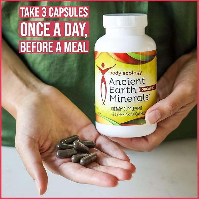 Body Ecology Ancient Earth Minerals | 100% Plant-Derived Trace Mineral Supplement | Builds Immunity| Promotes Detoxification | Non-GMO | 120 Vegetarian Count