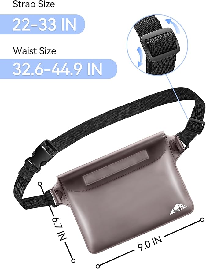 HEETA Waterproof Fanny Pack, Waterproof Pouch Dry Bag 2/3/4 Pack for Phone, Adjustable Waist Strap and Screen Touch Sensitive for Swimming Kayaking Boating Beach Fishing Diving Surfing Accessories