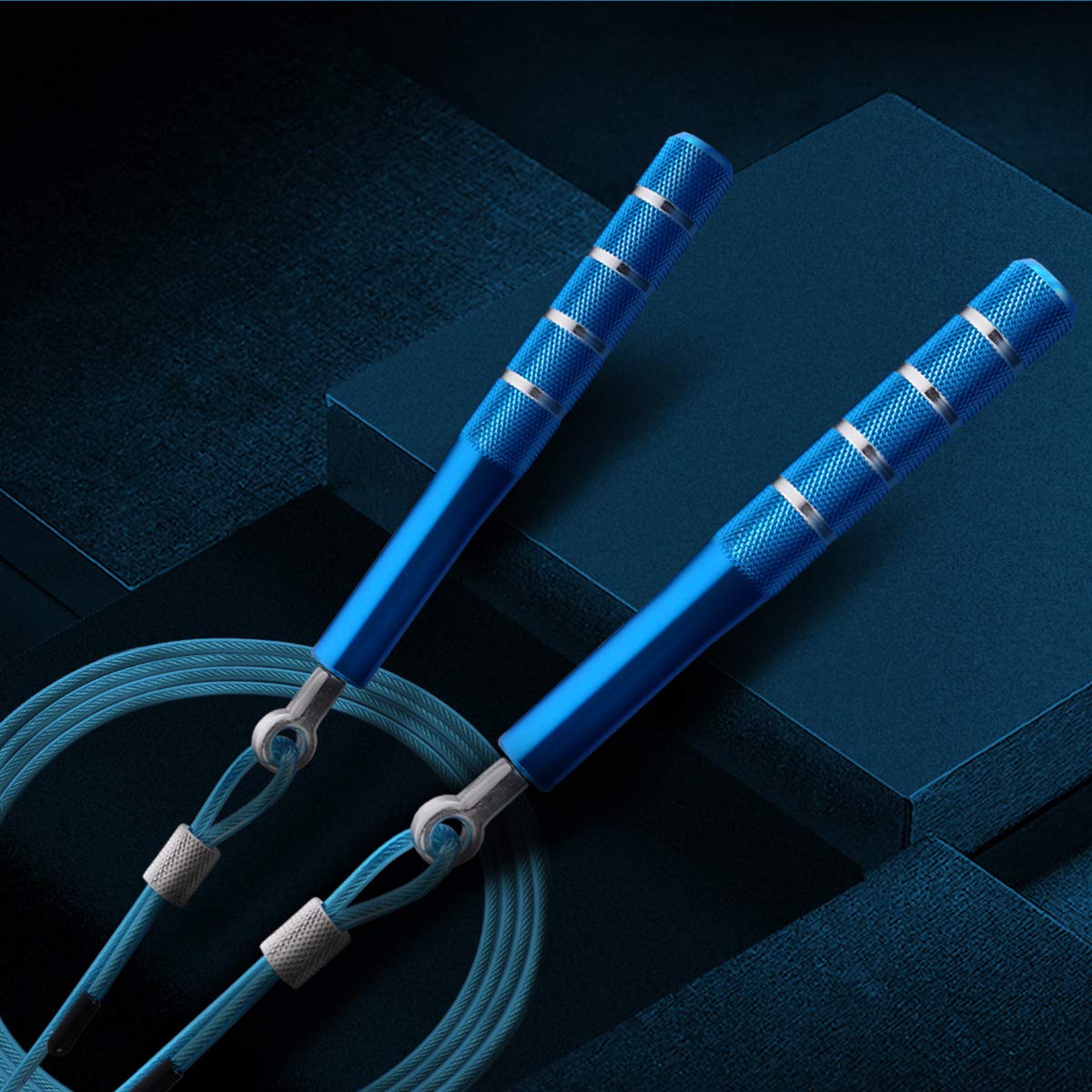 Jump Rope, Wastou Speed Jumping Rope for Training Fitness Exercise, Adjustable Adults Workout Skipping Rope for Men, Women, Kids, Girls (Blue)
