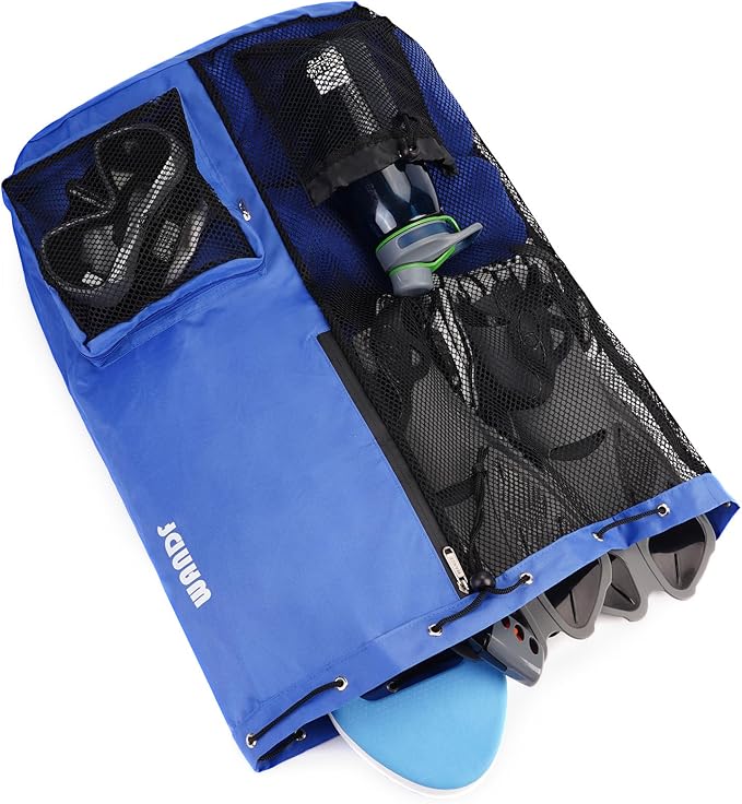 WANDF Swim Bag Mesh Drawstring Backpack with Wet Pocket for Swimming, Gym, and Workout Gear