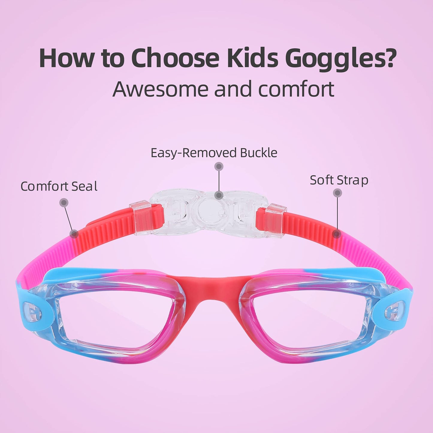 Aegend Kids Swim Goggles, Pack of 2 Swimming Goggles for Children Boys & Girls Age 3-14