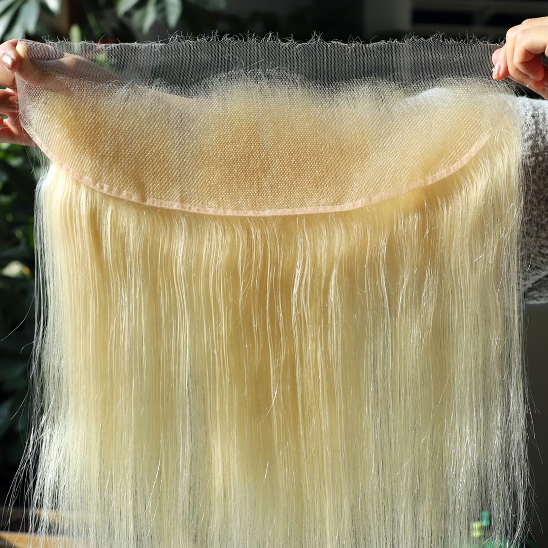 Beeos 13X4 Skinlike Real Hd Lace Frontal Only, 613 Blonde Color Straight Virgin Human Hair Frontal Pre Plucked Hairline 0.10Mm U