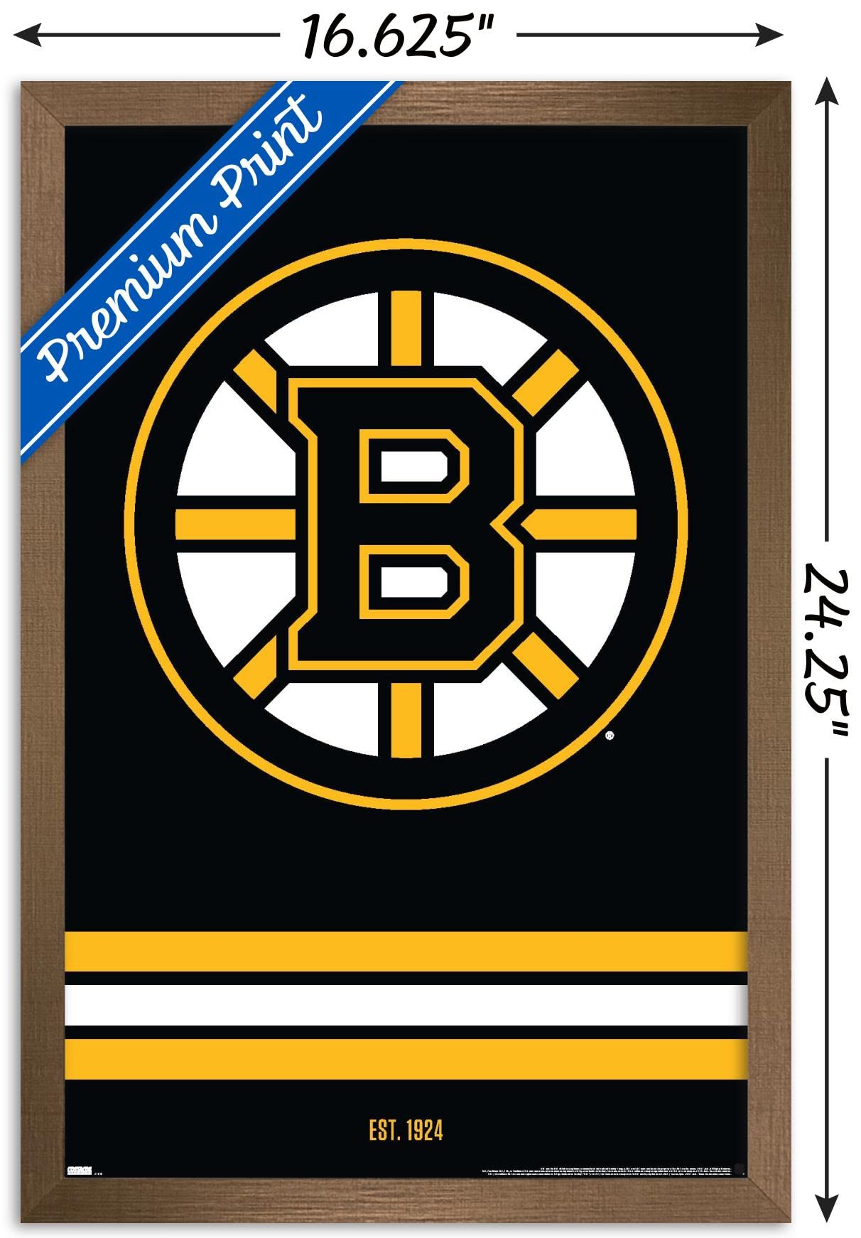 Trends International NHL Boston Bruins - Logo 21 Wall Poster, 14.725" x 22.375", Bronze Framed Version