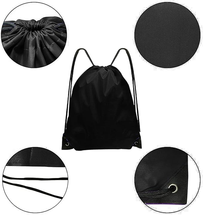 Drawstring Bags Bulk 14 Pcs Drawstring Backpack Bulk Cinch Bag Sackpack for Men Women Gym (Black)