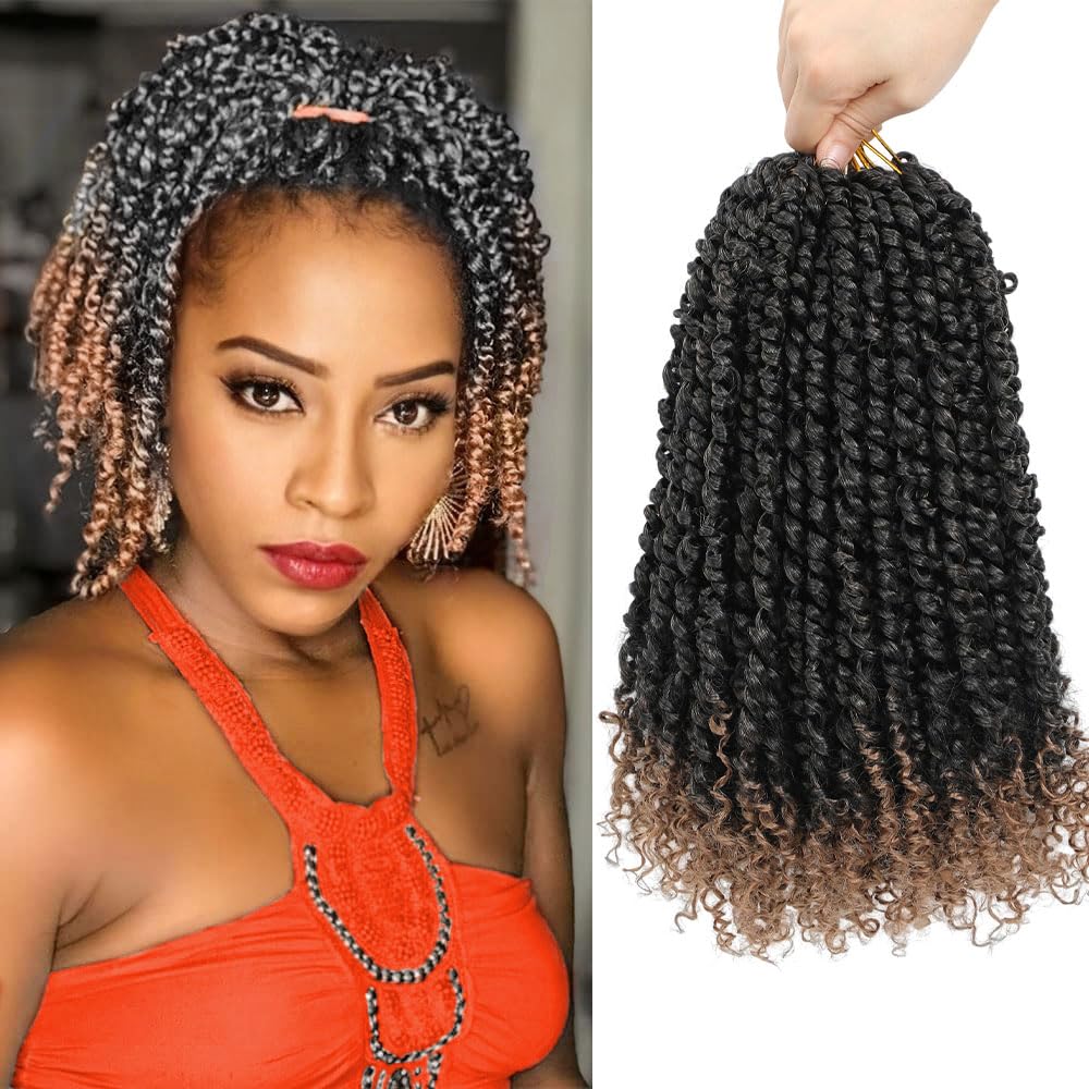 9 Packs Passion Twist Crochet Hair 10 Inch Pre-Twisted Passion Twist Hair Pre Looped Crochet Passion Twist Hair Short Passion Tw