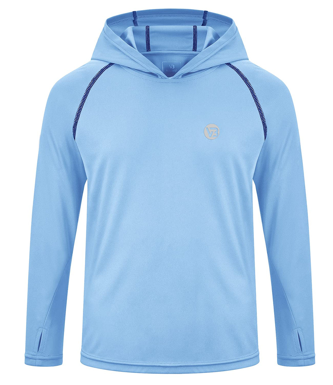 VEOBIKE Youth Long Sleeve Hoodies Shirts Quick Dry Kids Rash Guard Swim Shirts UPF50+ Sun Shirts Fishing Hiking Thumb Holes Sky Blue