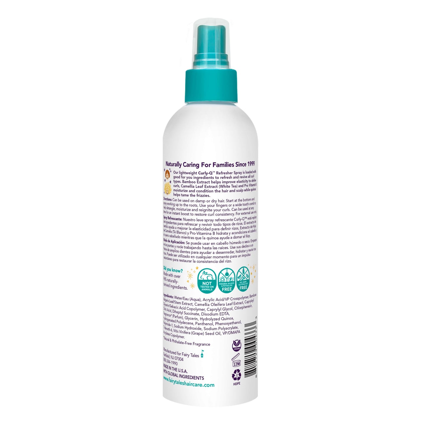 Fairy Tales Curly-Q Curl Refresher for Kids - Lightweight Spray to Define Curls, Add Bounce and Reduce Frizz - 8oz