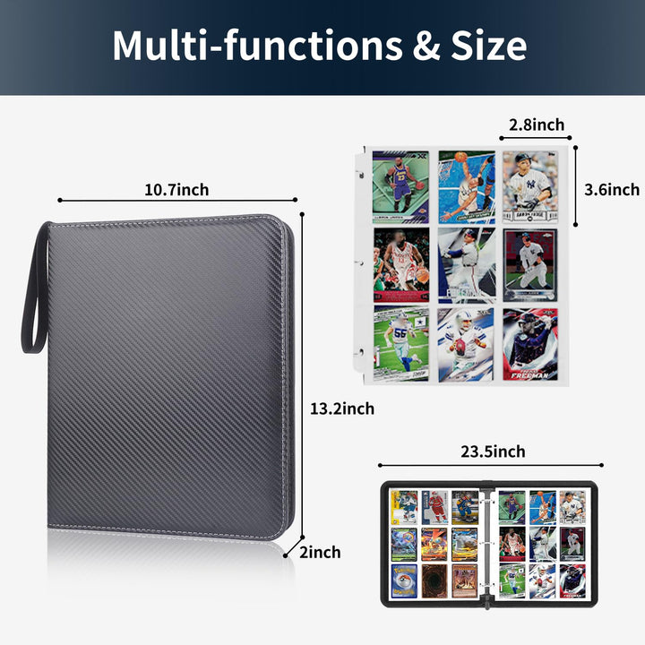 HESPLUS Trading Card Binder, 9 Pocket Card Binder with Sleeves 900 Double Sided Pocket Sports Card Binder, Card Collection Binder, Collector Card Album for Baseball Cards, TCG, MTG, Sports, Game Cards