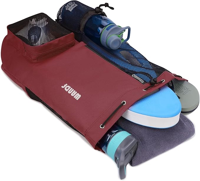 WANDF Swim Bag Mesh Drawstring Backpack with Wet Pocket for Swimming, Gym, and Workout Gear